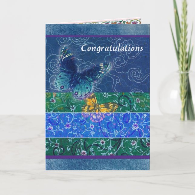Tarjeta Mariposa del asianesque de la enhorabuena de la (Anverso)