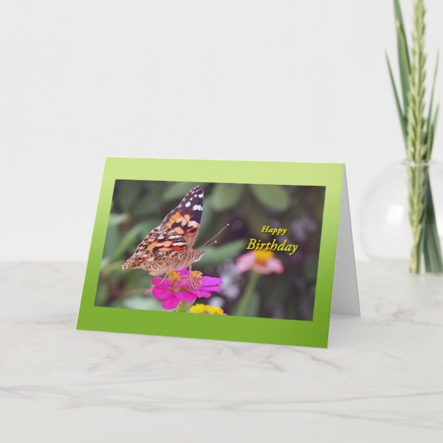Tarjeta Mariposa En Cumpleaños De Las Flores (Anverso)