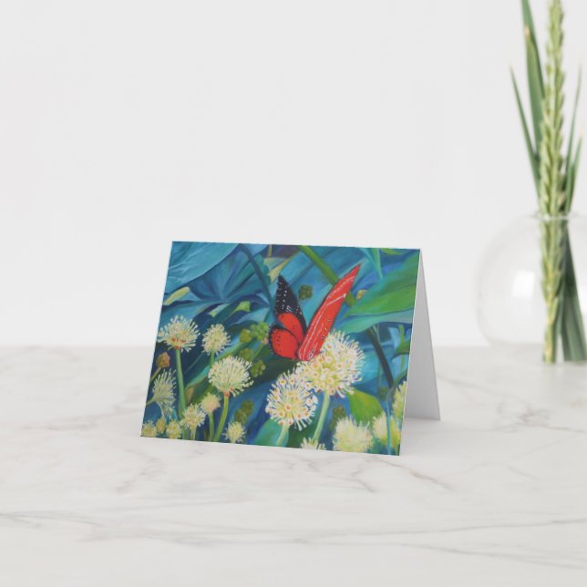 Tarjeta Mariposa en flores (Anverso)