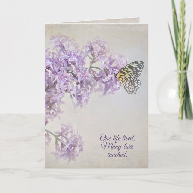 Tarjeta Mariposa en la simpatía por las flores de Lilac (Anverso)
