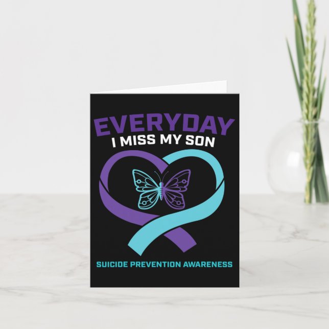 Tarjeta Mariposa En Memoria Amorosa Hijo Prevención del Su (Anverso)