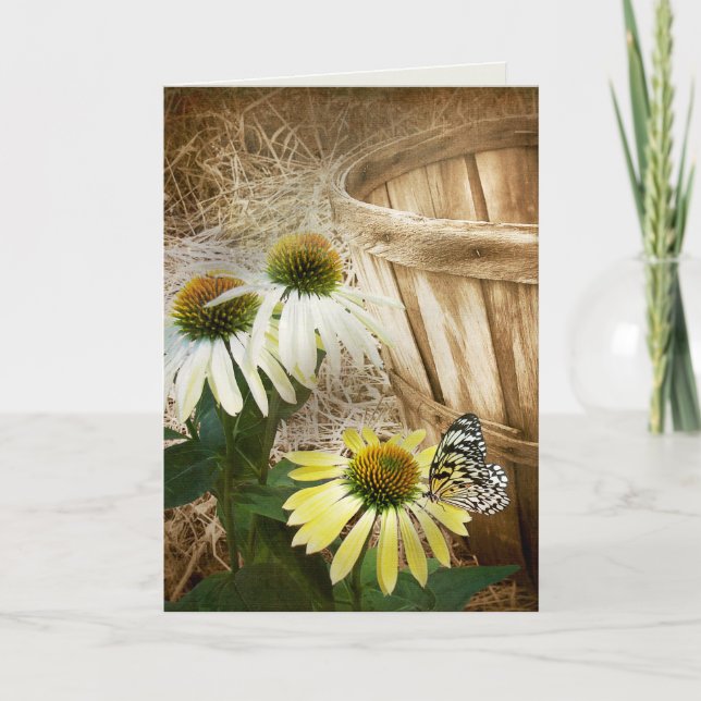Tarjeta Mariposa en una flor de cono (Anverso)