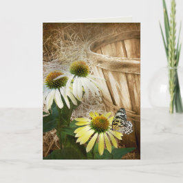 Tarjeta Mariposa En una Flor de Cono Cumpleaños
