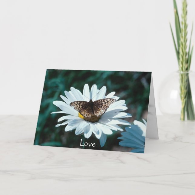 Tarjeta Mariposa en una margarita (Anverso)