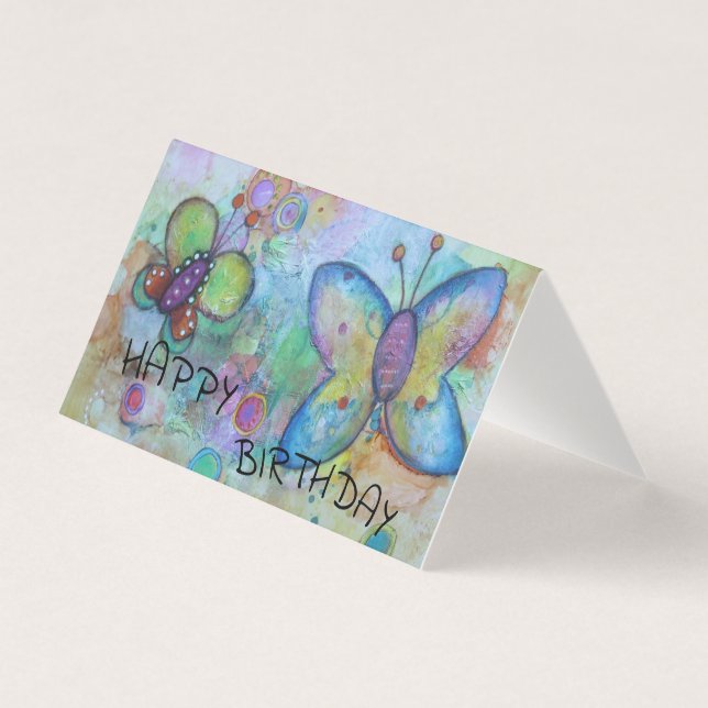 Tarjeta Mariposa Feliz cumpleaños. (Anverso)