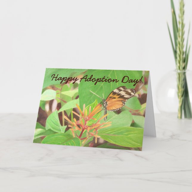 Tarjeta mariposa, ¡Feliz Día de la Adopción! (Anverso)
