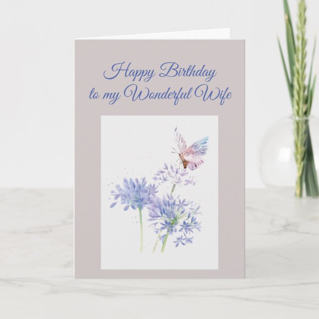 Tarjeta Mariposa Flor Jardín Cumpleaños Esposa Especial (Anverso)