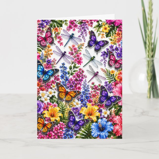 Tarjeta Mariposa Floral Caprichosa (Anverso)