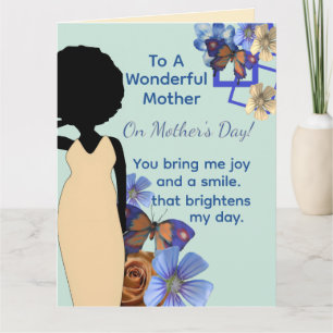 Tarjeta Mariposa Floral Día de la Madre Afroamericana
