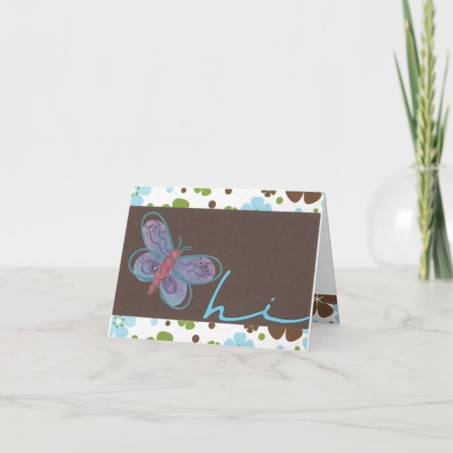 Tarjeta Mariposa hola Notecard (Anverso)