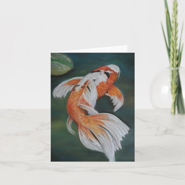 Tarjeta Mariposa Koi Fish Art Notecard (Anverso)