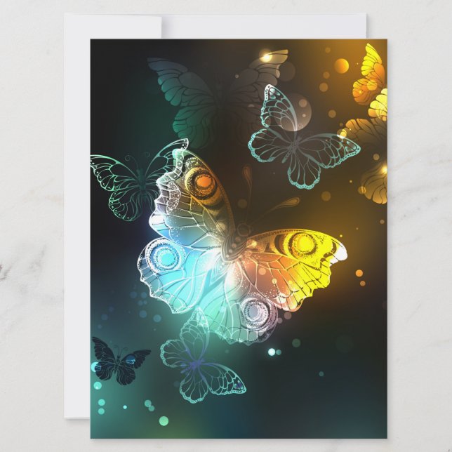 Tarjeta Mariposa luminosa y mariposas nocturnas (Anverso)
