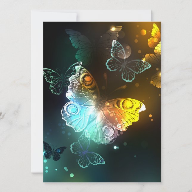 Tarjeta Mariposa luminosa y mariposas nocturnas (Anverso)