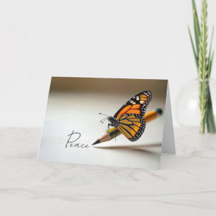 Tarjeta Mariposa Monarca de la Simpatía en un Lápiz