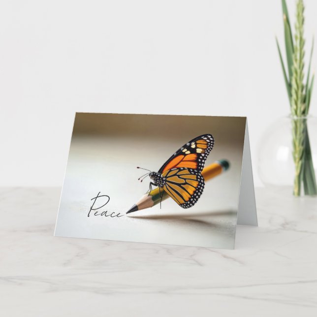 Tarjeta Mariposa Monarca de la Simpatía en un Lápiz (Anverso)