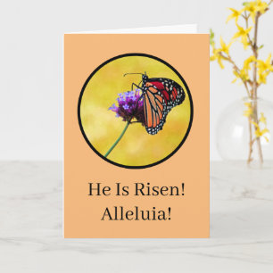 TARJETA MARIPOSA MONARCA/FELIZ PASCUA/ÉL HA RESUCITADO/ALE