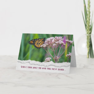Tarjeta Mariposa Monarca Sobre Flor Silvestre