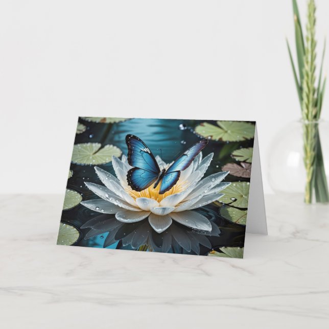 Tarjeta Mariposa morfo común para el cumpleaños (Anverso)