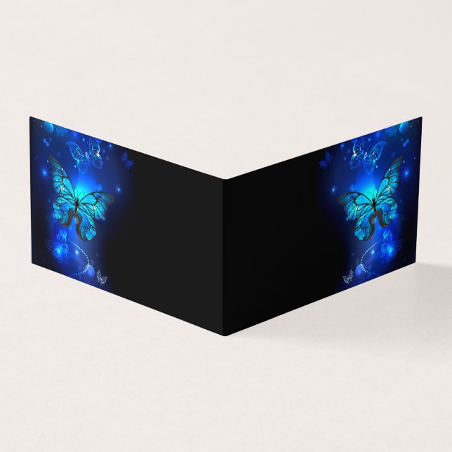 Tarjeta Mariposa morfo en el fondo oscuro (Exterior)