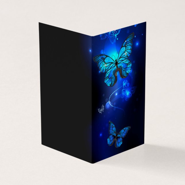 Tarjeta Mariposa morfo en el fondo oscuro (Exterior)