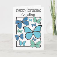 Mariposa Morpho Azul Personalizada Feliz cumpleaño