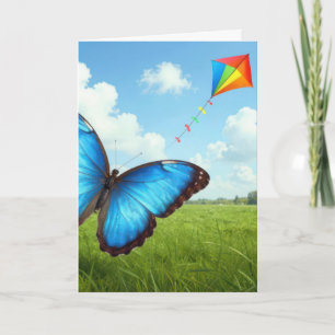 Tarjeta Mariposa Morpho Común de Cumpleaños Vuela una Come