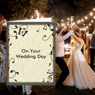 Tarjeta Mariposa musical deja Boda de grano de madera amar