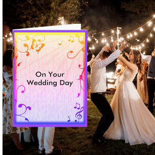 Tarjeta Mariposa musical deja Boda de grano de madera colo