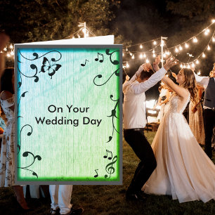 Tarjeta Mariposa musical deja Boda de grano de madera verd