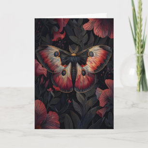 Tarjeta Mariposa Nocturna Roja Negra Imprimir Botánica Osc