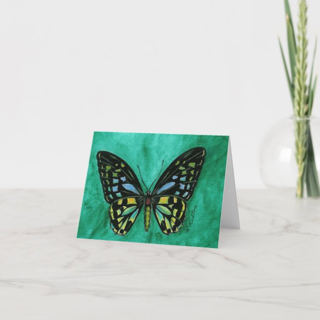 Tarjeta Mariposa Notecard del vitral (Anverso)