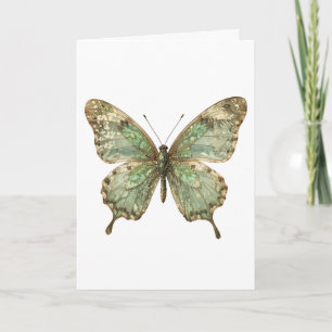 Tarjeta Mariposa Ornata con Alas de Patrón de Hoja