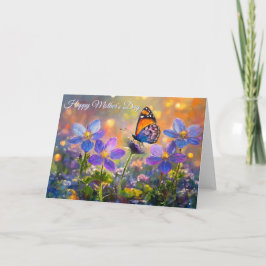 Tarjeta Mariposa Pequeña En Flores Silvestres Día De La Ma