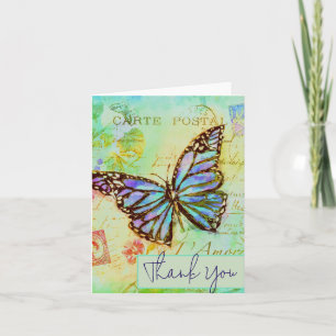 Tarjeta Mariposa personalizada verde azulado y morado