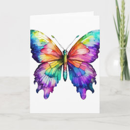 Tarjeta Mariposa pintada de mano brillante (en blanco)