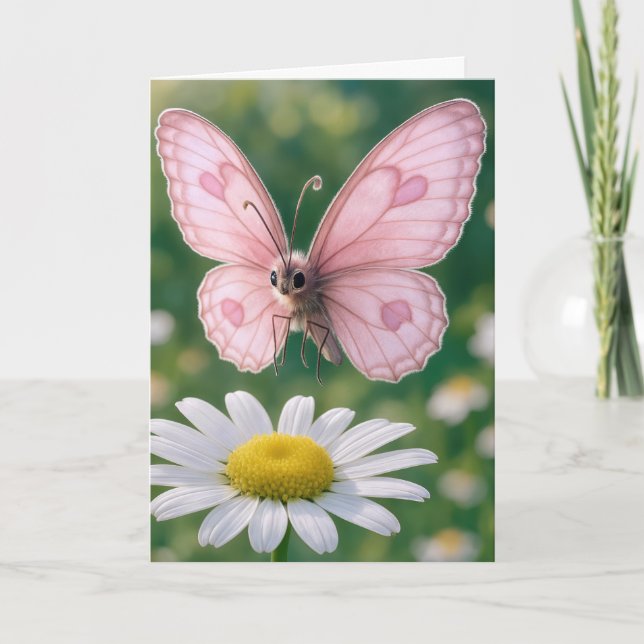 Tarjeta Mariposa Rosa Cumpleaños Niña (Anverso)