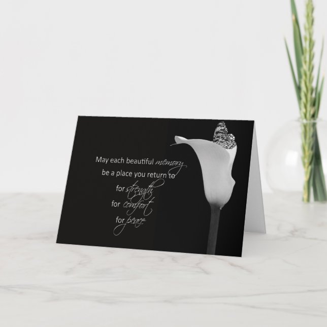 Tarjeta Mariposa simpática en cala lily (Anverso)