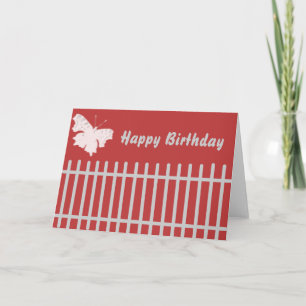 Tarjeta Mariposa sobre la cerca saludo de nacimiento