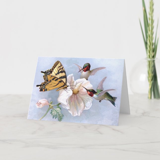Tarjeta Mariposa y colibríes (Anverso)
