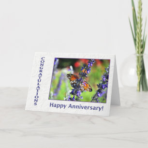 Tarjeta Mariposa y flores en el aniversario de los emplead