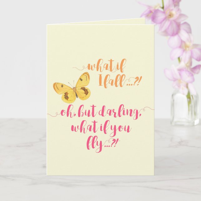 Tarjeta Mariposa - ¿Y si me caigo? Cita inspiradora (Orquídea)