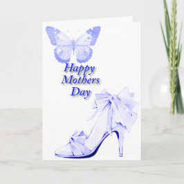 Tarjeta Mariposa y zapato en azul 