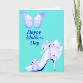 Tarjeta Mariposa y zapato en azul y verde azulado