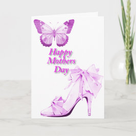 Tarjeta Mariposa y Zapato en Rosa