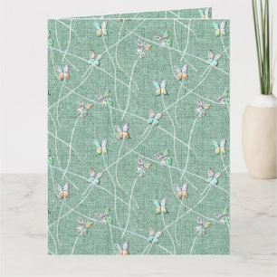 Tarjeta Mariposas acuarela sobre verde menta