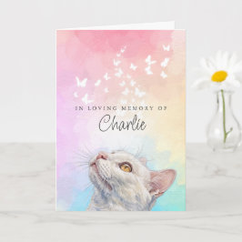Tarjeta Mariposas Arcoíris Gato Blanco Pérdida Memorial