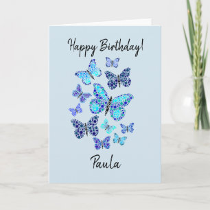 Tarjeta Mariposas Azules En Puntos