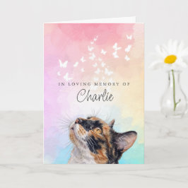 Tarjeta Mariposas Blancas Arcoíris Gato Calico Pérdida Mem
