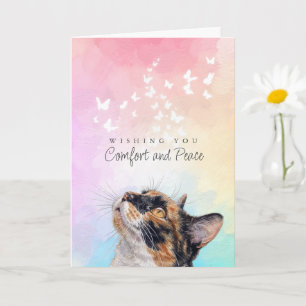 Tarjeta Mariposas Blancas Arcoíris Gato Calico Pérdida Sim