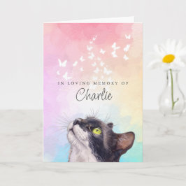 Tarjeta Mariposas Blancas Arcoíris Gato Esmoquin Pérdida M